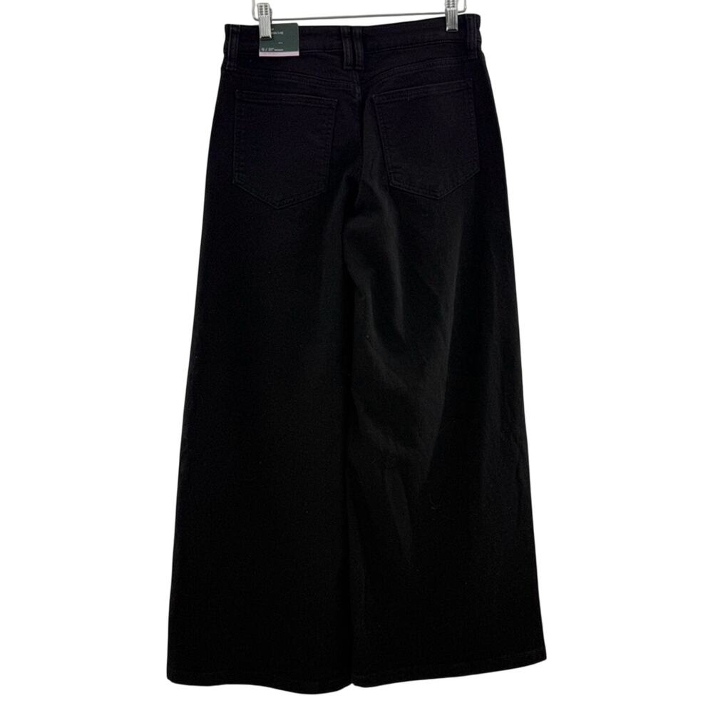 NWT Ultra Wide Leg Black High Stretch Indie Streetwear Jeans Deep Black Size 6 - Picture 5 of 11